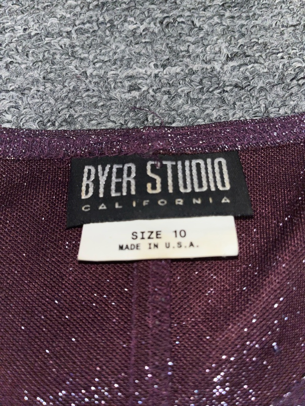 Byer Studio Women’s Plum Sparkly Vintage Midi Dress Short Sleeve - Picture 4 of 6